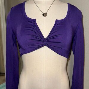 SHEIN Long sleeve purple crop top with twist detail